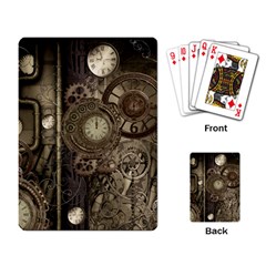 Stemapunk Design With Clocks And Gears Playing Card by FantasyWorld7