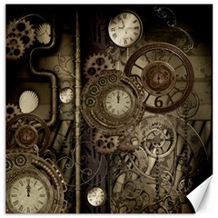 Stemapunk Design With Clocks And Gears Canvas 16  X 16   by FantasyWorld7