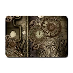 Stemapunk Design With Clocks And Gears Small Doormat  by FantasyWorld7