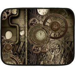 Stemapunk Design With Clocks And Gears Fleece Blanket (mini) by FantasyWorld7