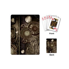 Stemapunk Design With Clocks And Gears Playing Cards (mini)  by FantasyWorld7