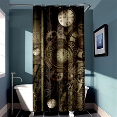 Stemapunk Design With Clocks And Gears Shower Curtain 36  X 72  (stall)  by FantasyWorld7