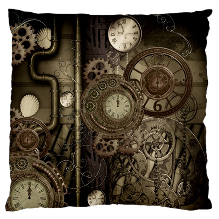 Stemapunk Design With Clocks And Gears Standard Flano Cushion Case (One Side)