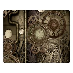 Stemapunk Design With Clocks And Gears Double Sided Flano Blanket (large)  by FantasyWorld7