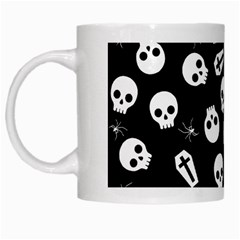 Skull, Spider And Chest  - Halloween Pattern White Mugs by Valentinaart