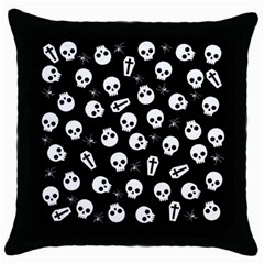 Skull, Spider And Chest  - Halloween Pattern Throw Pillow Case (black) by Valentinaart