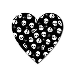 Skull, Spider And Chest  - Halloween Pattern Heart Magnet by Valentinaart