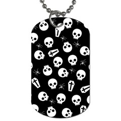 Skull, Spider And Chest  - Halloween Pattern Dog Tag (two Sides) by Valentinaart