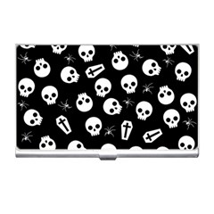 Skull, Spider And Chest  - Halloween Pattern Business Card Holders by Valentinaart