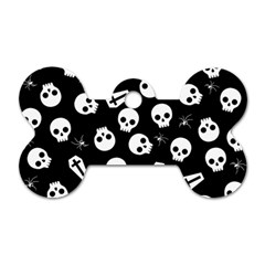 Skull, Spider And Chest  - Halloween Pattern Dog Tag Bone (one Side) by Valentinaart