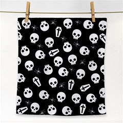 Skull, Spider And Chest  - Halloween Pattern Face Towel by Valentinaart