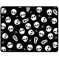 Skull, Spider And Chest  - Halloween Pattern Fleece Blanket (medium)  by Valentinaart