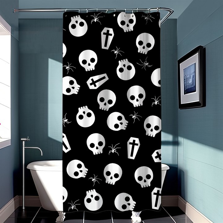 Skull, spider and chest  - Halloween pattern Shower Curtain 36  x 72  (Stall) 