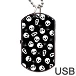 Skull, spider and chest  - Halloween pattern Dog Tag USB Flash (Two Sides) Front