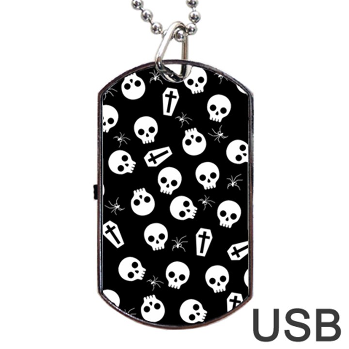 Skull, spider and chest  - Halloween pattern Dog Tag USB Flash (Two Sides)