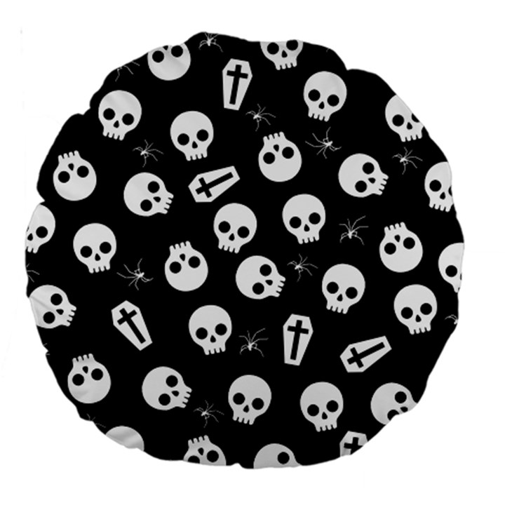 Skull, spider and chest  - Halloween pattern Large 18  Premium Round Cushions