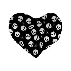 Skull, Spider And Chest  - Halloween Pattern Standard 16  Premium Heart Shape Cushions by Valentinaart