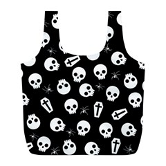 Skull, Spider And Chest  - Halloween Pattern Full Print Recycle Bags (l)  by Valentinaart