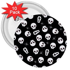 Skull, Spider And Chest  - Halloween Pattern 3  Buttons (10 Pack)  by Valentinaart