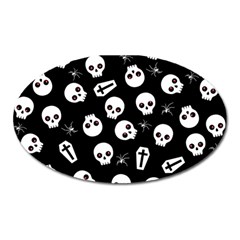 Skull, Spider And Chest  - Halloween Pattern Oval Magnet by Valentinaart