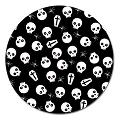 Skull, Spider And Chest  - Halloween Pattern Magnet 5  (round) by Valentinaart