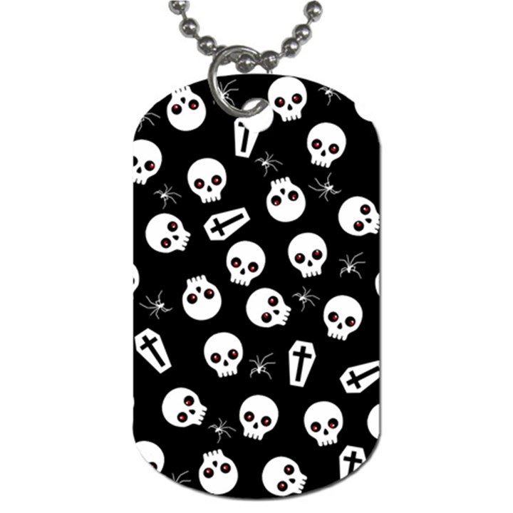 Skull, spider and chest  - Halloween pattern Dog Tag (One Side)