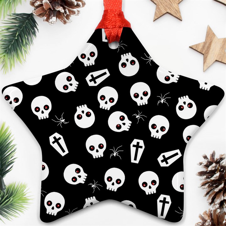 Skull, spider and chest  - Halloween pattern Star Ornament (Two Sides)