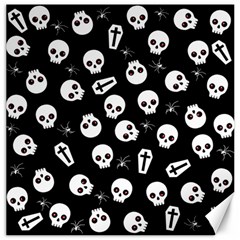 Skull, Spider And Chest  - Halloween Pattern Canvas 16  X 16   by Valentinaart