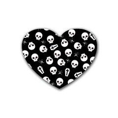 Skull, Spider And Chest  - Halloween Pattern Rubber Coaster (heart)  by Valentinaart