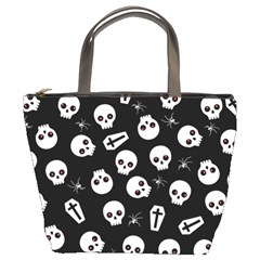 Skull, Spider And Chest  - Halloween Pattern Bucket Bags by Valentinaart