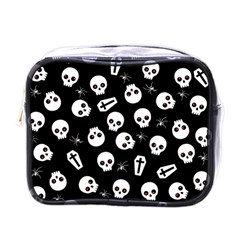 Skull, Spider And Chest  - Halloween Pattern Mini Toiletries Bags by Valentinaart