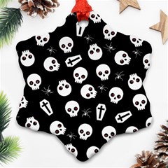 Skull, Spider And Chest  - Halloween Pattern Ornament (snowflake) by Valentinaart