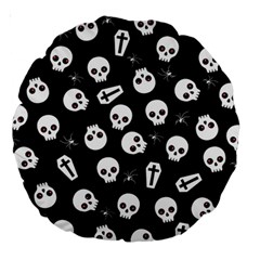 Skull, Spider And Chest  - Halloween Pattern Large 18  Premium Round Cushions by Valentinaart