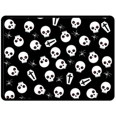 Skull, Spider And Chest  - Halloween Pattern Double Sided Fleece Blanket (large)  by Valentinaart