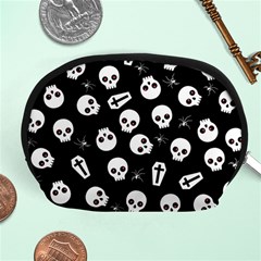 Skull, Spider And Chest  - Halloween Pattern Accessory Pouches (medium)  by Valentinaart