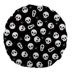 Skull, Spider And Chest  - Halloween Pattern Large 18  Premium Flano Round Cushions by Valentinaart