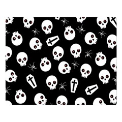 Skull, Spider And Chest  - Halloween Pattern Double Sided Flano Blanket (large)  by Valentinaart