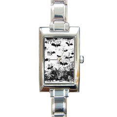 Vintage Halloween Bat Pattern Rectangle Italian Charm Watch by Valentinaart