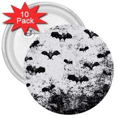 Vintage Halloween Bat Pattern 3  Buttons (10 Pack)  by Valentinaart