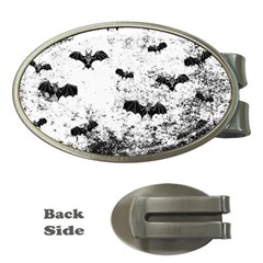 Vintage Halloween Bat Pattern Money Clips (oval)  by Valentinaart