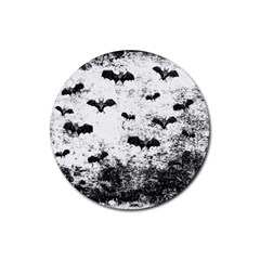 Vintage Halloween Bat Pattern Rubber Coaster (round)  by Valentinaart