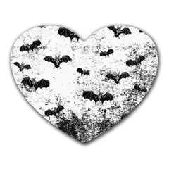 Vintage Halloween Bat Pattern Heart Mousepads by Valentinaart