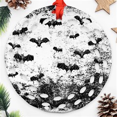 Vintage Halloween Bat Pattern Round Filigree Ornament (two Sides) by Valentinaart