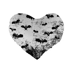 Vintage Halloween Bat Pattern Standard 16  Premium Heart Shape Cushions by Valentinaart