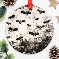 Vintage Halloween Bat Pattern Ornament (round) by Valentinaart