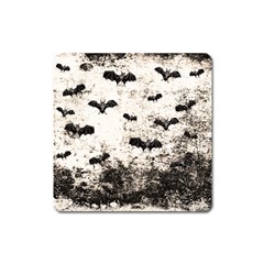 Vintage Halloween Bat Pattern Square Magnet by Valentinaart