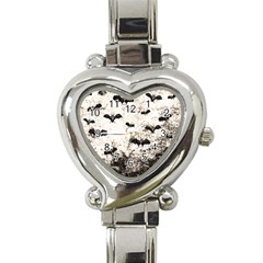 Vintage Halloween Bat Pattern Heart Italian Charm Watch by Valentinaart