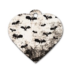 Vintage Halloween Bat Pattern Dog Tag Heart (two Sides) by Valentinaart