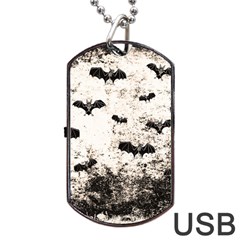 Vintage Halloween Bat Pattern Dog Tag Usb Flash (one Side) by Valentinaart