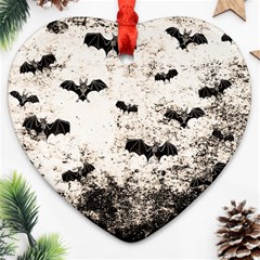 Vintage Halloween Bat Pattern Ornament (heart) by Valentinaart